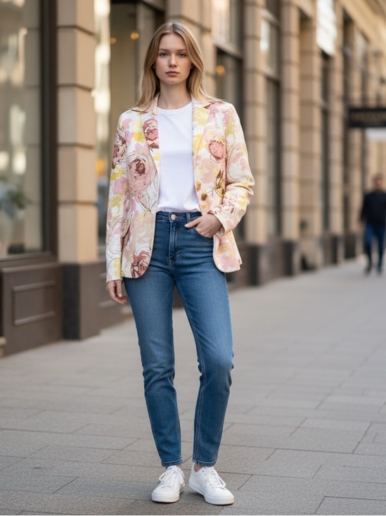 Ann Taylor Jackets & Blazers - Ann Taylor Floral Cotton & Linen Blend Blazer